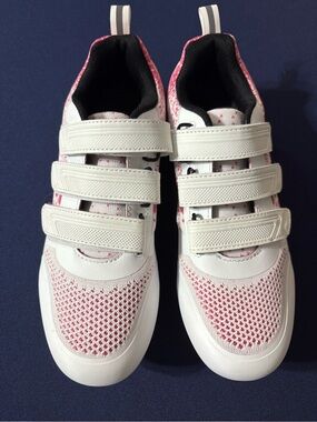 Sporto White and Pink Triple Velcro Athletic Sneakers